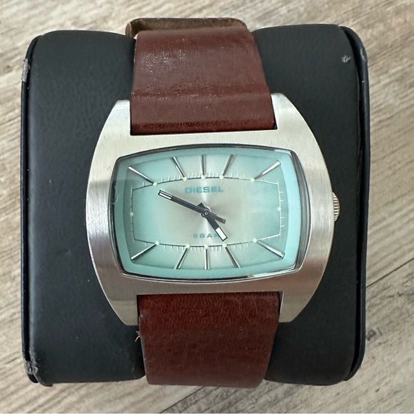 Diesel Silver Case Watch with Brown Leather Strap - Picture 1 of 10